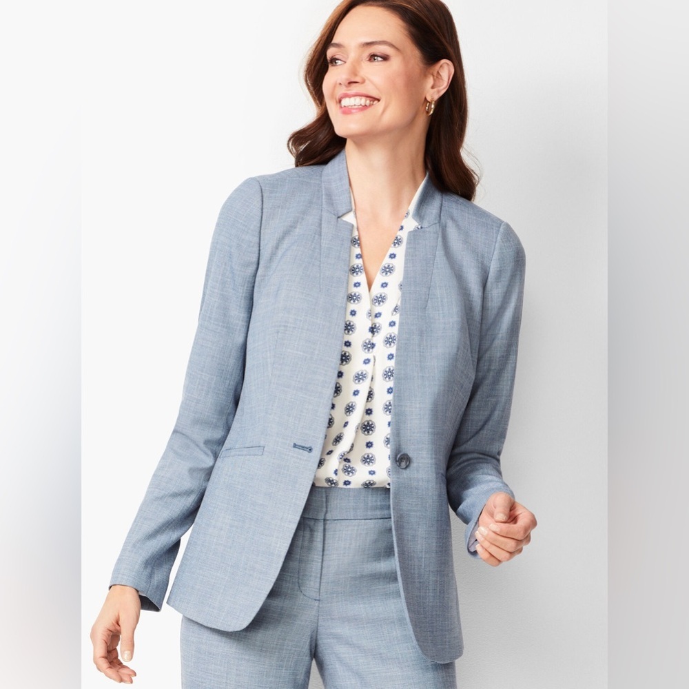 Talbots Tailored Sharkskin One-Button Blazer Sz 1… - image 1